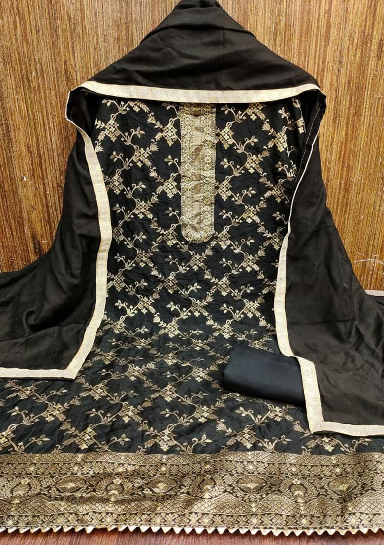 Black Jacquard Silk Kurta Set