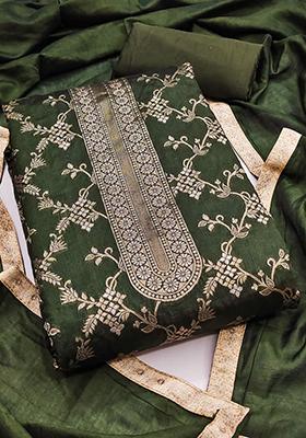 Mehendi Jacquard Silk Kurta Set