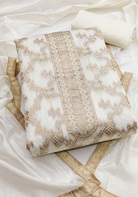 White Jacquard Silk Kurta Set