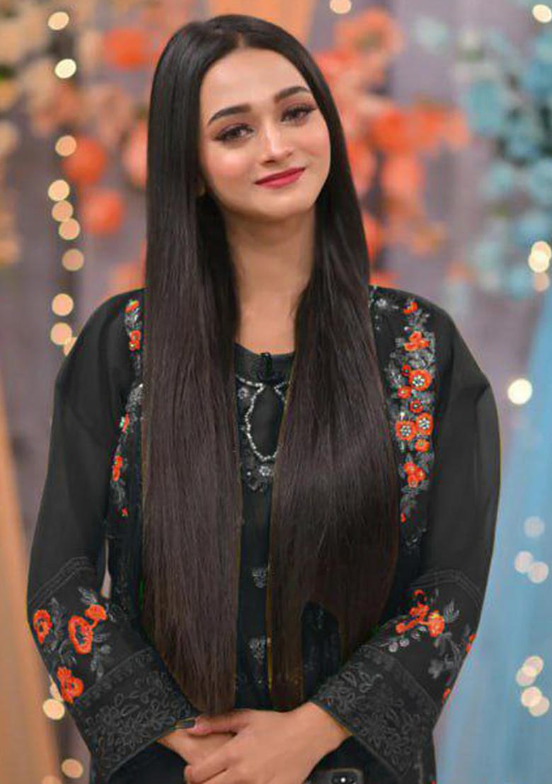 Black Embroidered Organza Silk Kurta Set