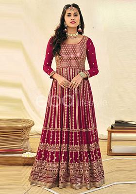 Pink Embroidered Georgette Kurta Set