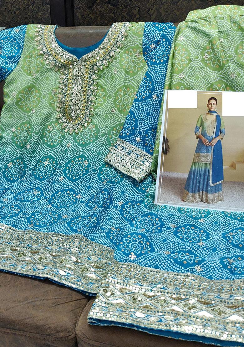 Yellow Bandhej Print Silk Palazzo Set