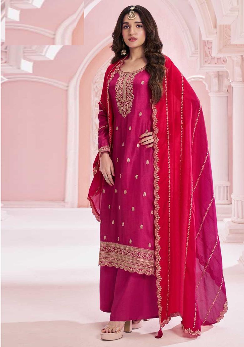 Sea Green Thread Embroidered Silk Kurta Set