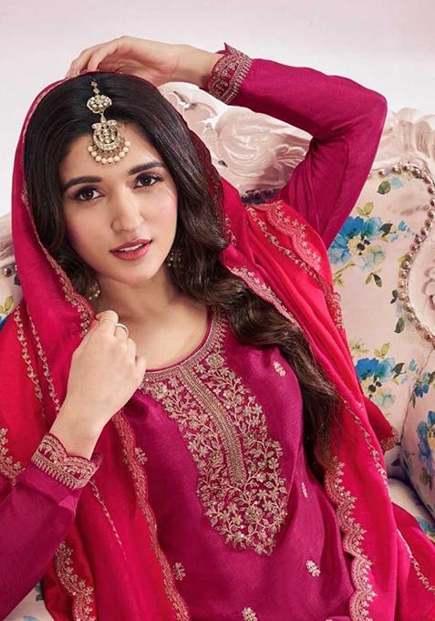 Sea Green Thread Embroidered Silk Kurta Set