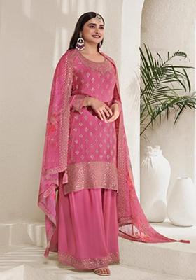 Pink Digital Print Silk Blend Palazzo Set