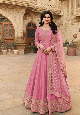 Lavender Embroidered Silk Kurta Set