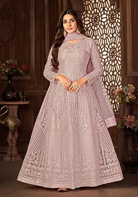 Dusty Purple Sequin Thread Embroidered Net Anarkali Set