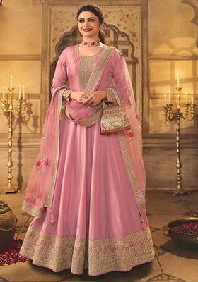 Pink Sequin Embroidered Dola Silk Anarkali Set