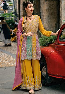 Multicolor Sequin Embroidered Chinon Kurta Set