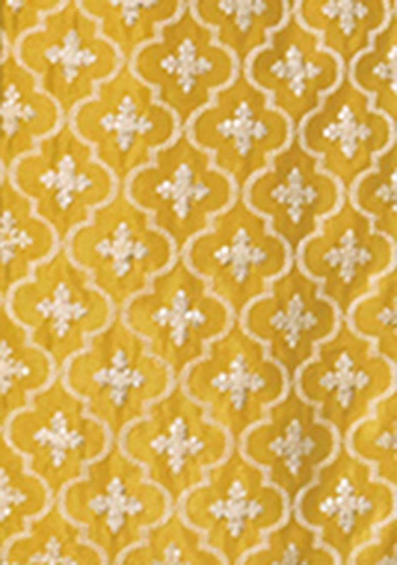 Yellow Sequin Embroidered Chinon Kurta Set