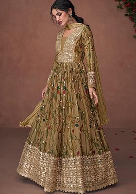Multicolor Sequin Embroidered Organza Silk Anarkali Set