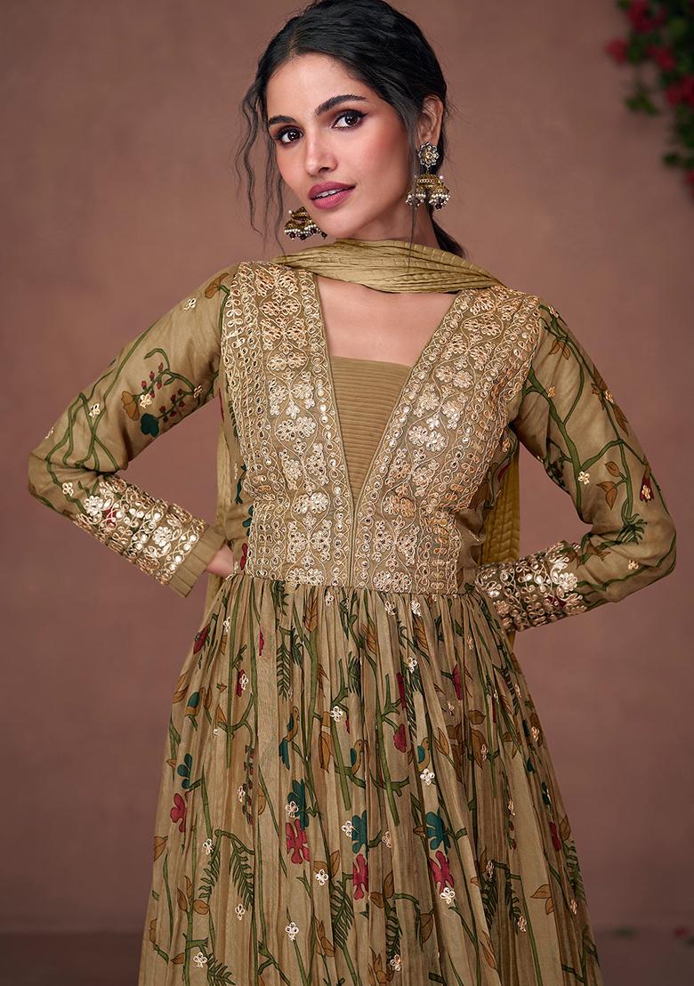 Multicolor Sequin Embroidered Organza Silk Anarkali Set