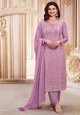 Light Pink Sequin Embroidered Faux Georgette Kurta Set