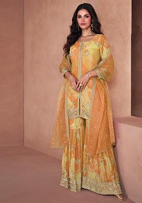 Multicolor Sequin Embroidered Faux Georgette Sharara Set