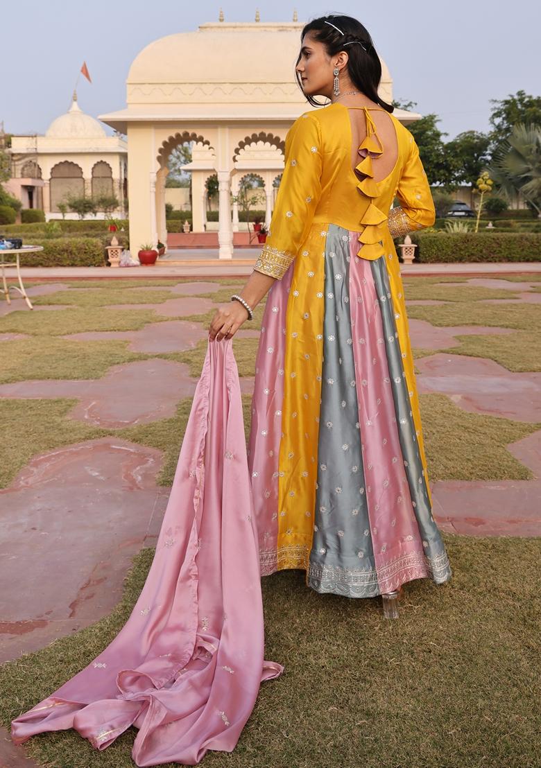 Multicolor Sequin Embroidered Rangoli Silk Anarkali Set
