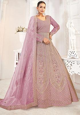 Pink Sequin Embroidered NET Anarkali Set