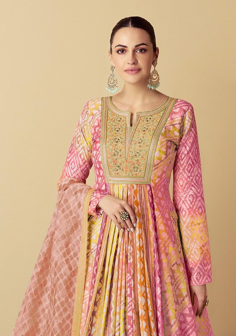 Sky Blue Sequin Embroidered Muslin Gown Set Set