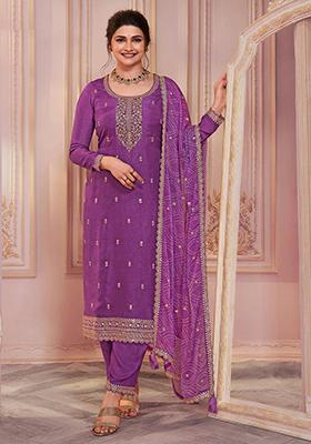 Lavender Sequin Embroidered Georgette Kurta Set