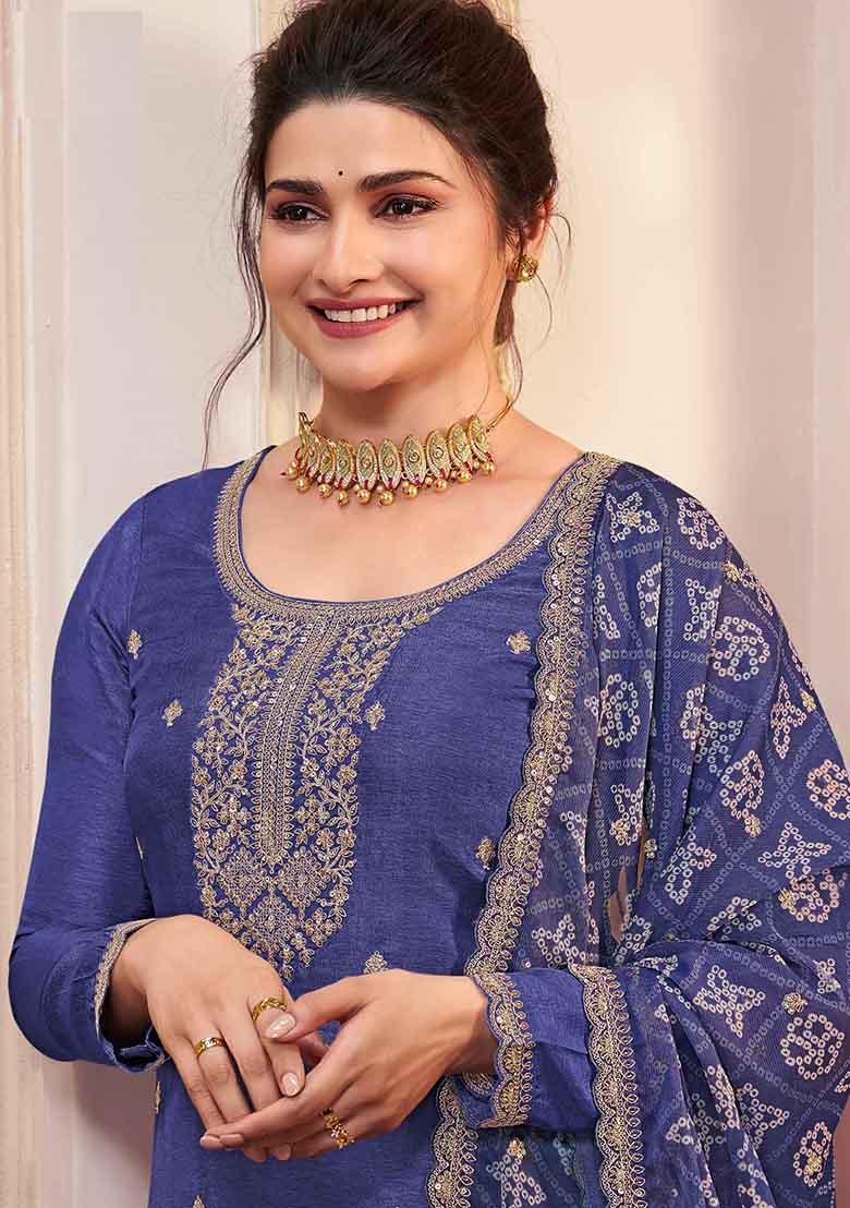 Violet Sequin Embroidered Georgette Kurta Set