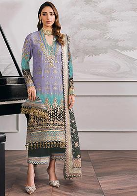 Lavender Sequin Embroidered Georgette Kurta Set
