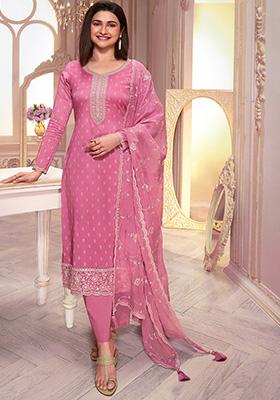 Pink Sequin Embroidered Silk Kurta Set