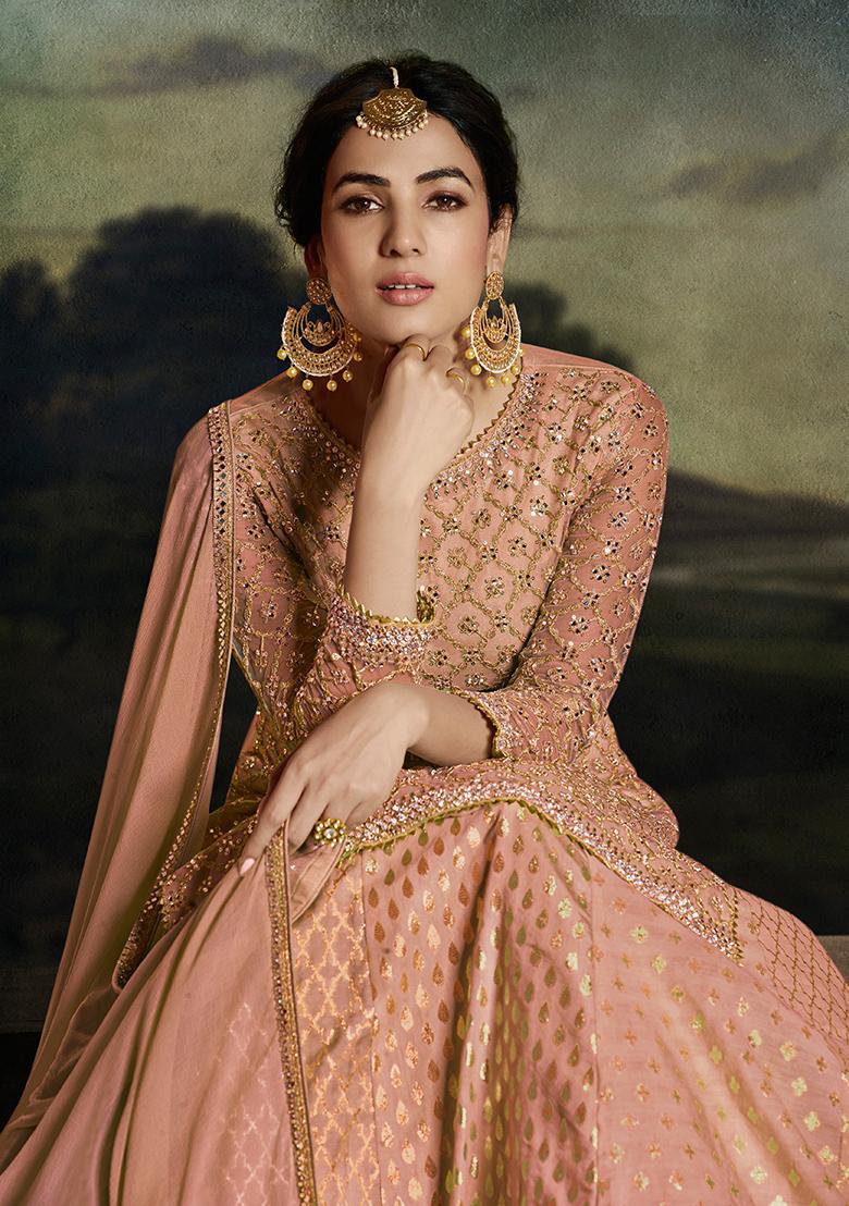 Pista Green Embroidered Net Kurta Set