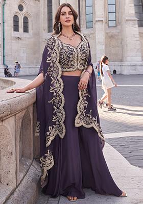 Purple Sequin Embroidered Silk Sharara Set