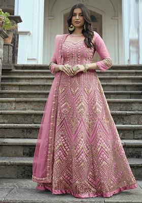 Light Pink Sequin Embroidered NET Kurta Set