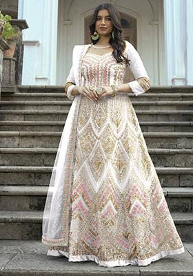 White Sequin Embroidered NET Kurta Set