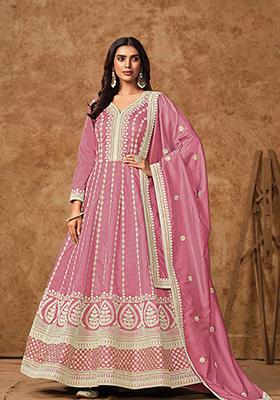 Pink Zari Work Silk Kurta set