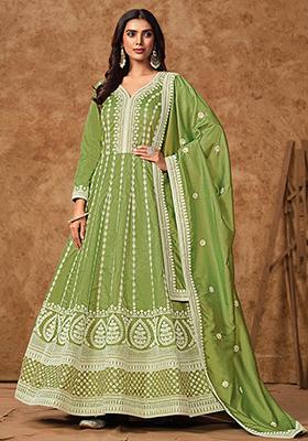Green Zari Work Silk Kurta set