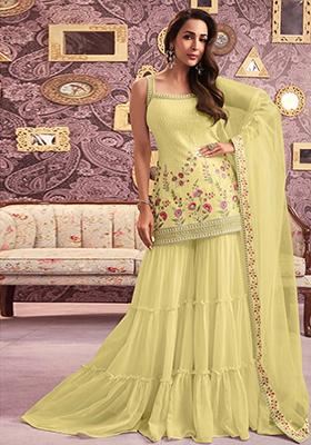 Yellow Sequin Embroidered Georgette Kurta Set