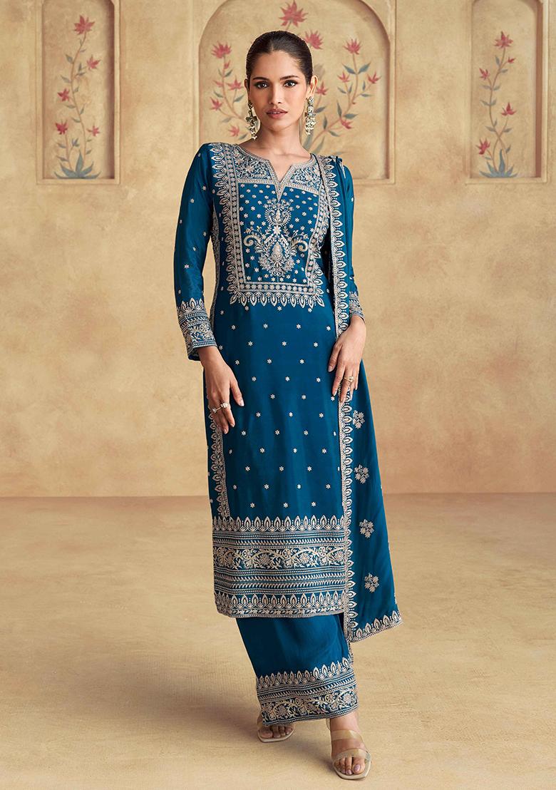 Rama Sequin Embroidered Chinon Kurta Set