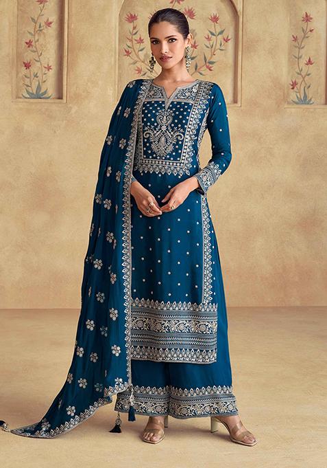 Rama Sequin Embroidered Chinon Kurta Set