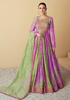 Lavender Embroidered Muslin Kurta Set