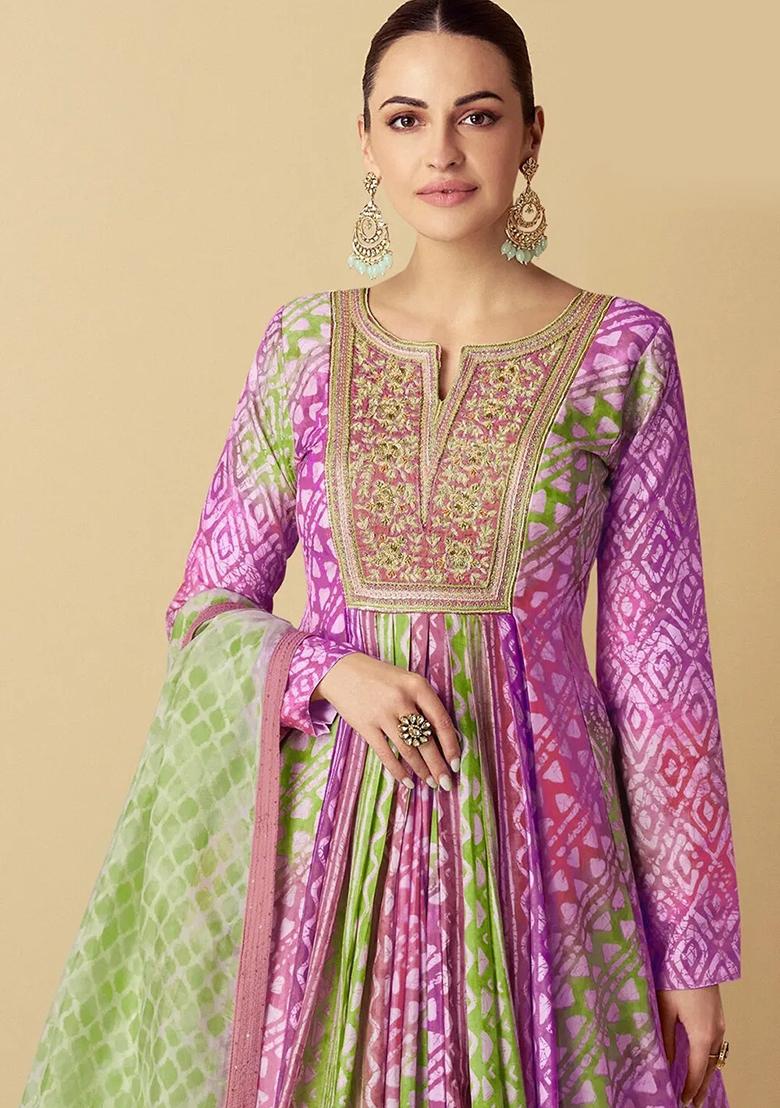 Lavender Embroidered Muslin Kurta Set