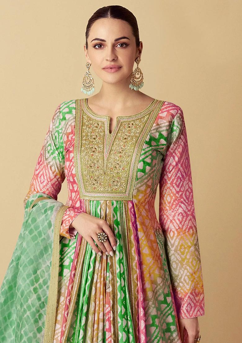 Green Embroidered Muslin Kurta Set