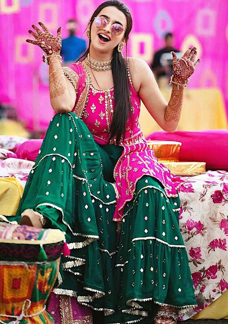 Pink Embroidered Georgette Kurta Set