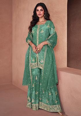 Rama Blue Embroidered Georgette Kurta Set