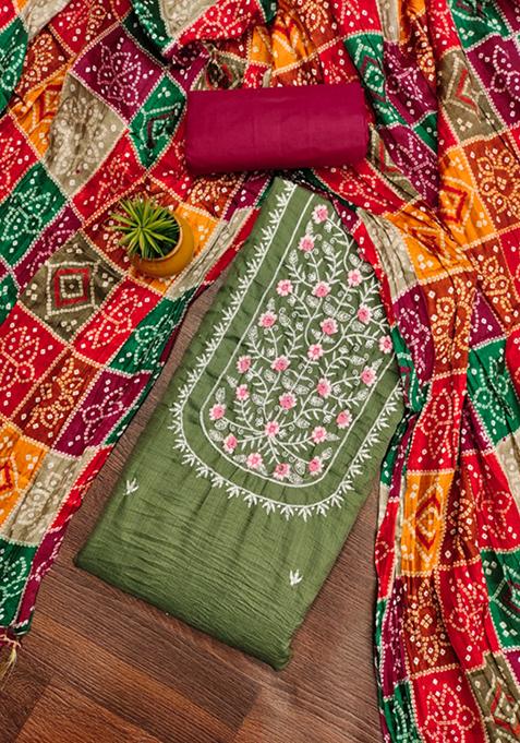 Green Embellished Cotton Kurta Set