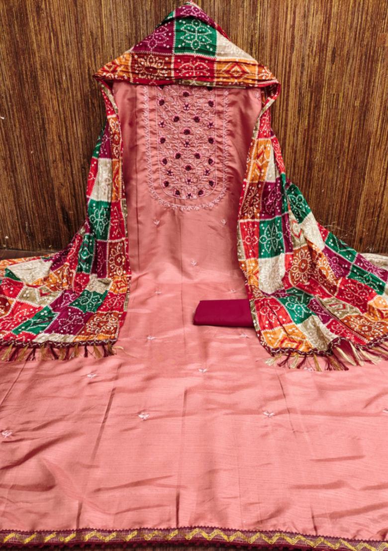 Pink Embellished Cotton Kurta Set