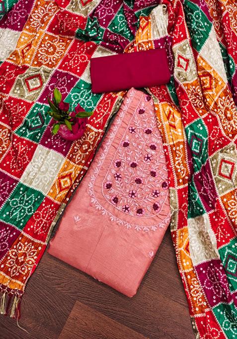 Pink Embellished Cotton Kurta Set