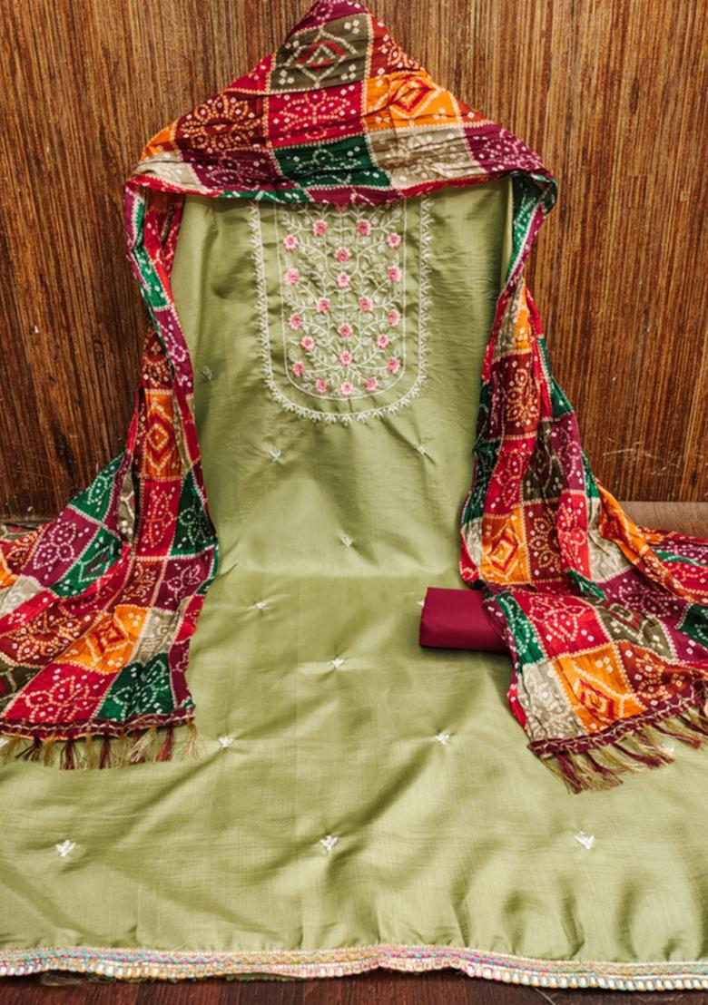 Sea Green Embellished Cotton Kurta Set