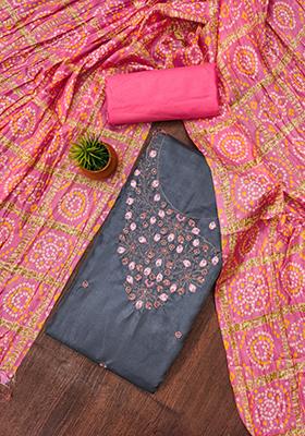 Black Embellished Cotton Kurta Set