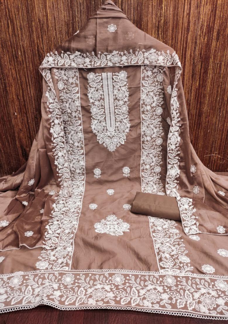 Cream Embellished Cotton Kurta Set