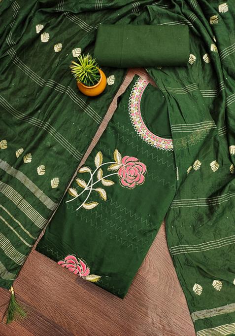 Green Embellished Cotton Kurta Set