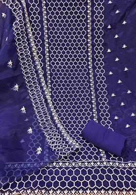 Blue Embellished Organza Kurta Set