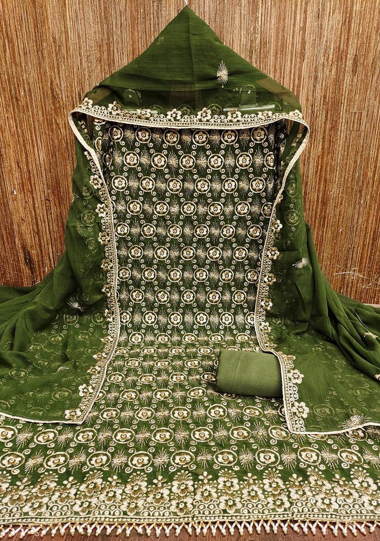 Green Embellished Chanderi Kurta Set
