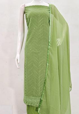 Green Embellished Poly Georgette Kurta Set