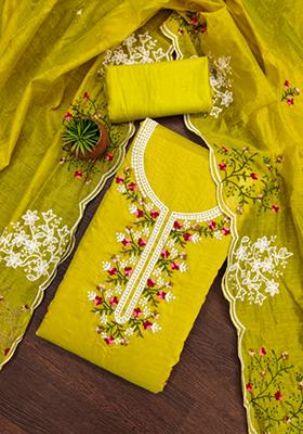 Sea Green Embellished Cotton Kurta Set